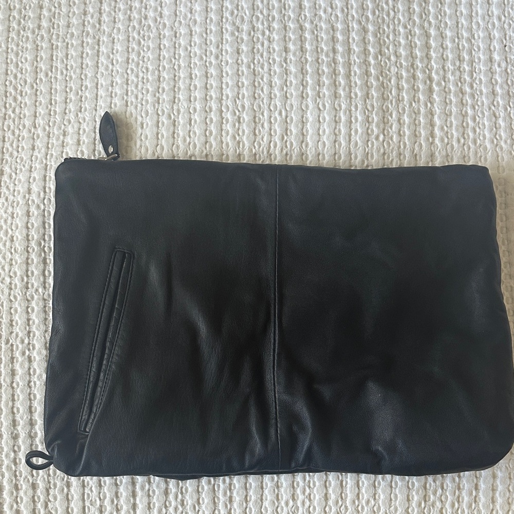Vintage handmade Black Leather Clutch